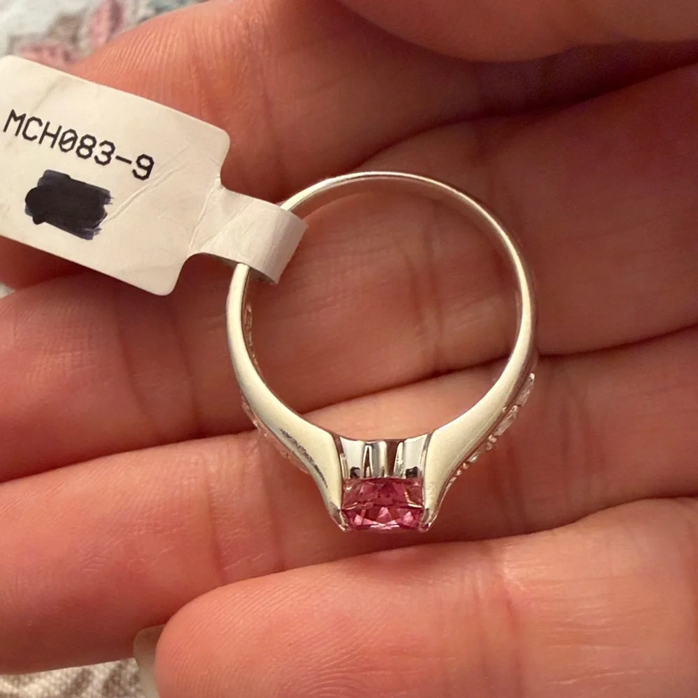 QVC Vintage Pink Gemstone Sterling Silver Ring - Picture 6 of 8